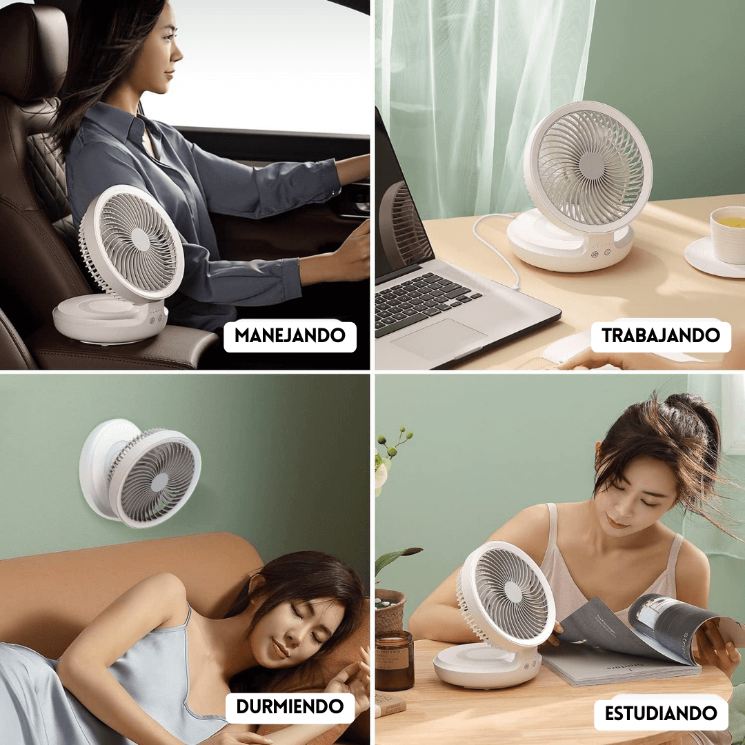 Nuestro Ventilador portátil recargable es tu aliado perfecto para mantenerte fresco