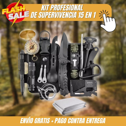 Kit Profesional de Supervivencia 15 en 1, Materiales de alta Calidad